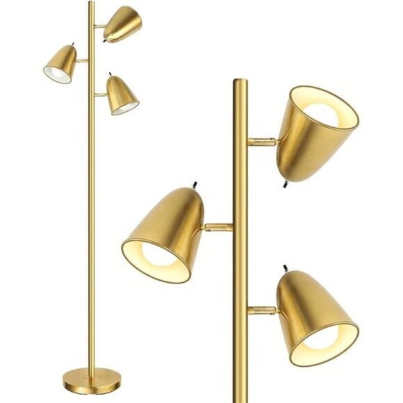 Tree FloorLamp with 3Light Bulbs,Standing Tall Pole Lamps for LivingRoom Bedroom - Picture 1 of 5